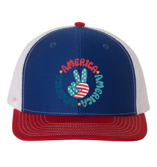 Peace Sign America Richardson 112 Snapback Trucker Hat