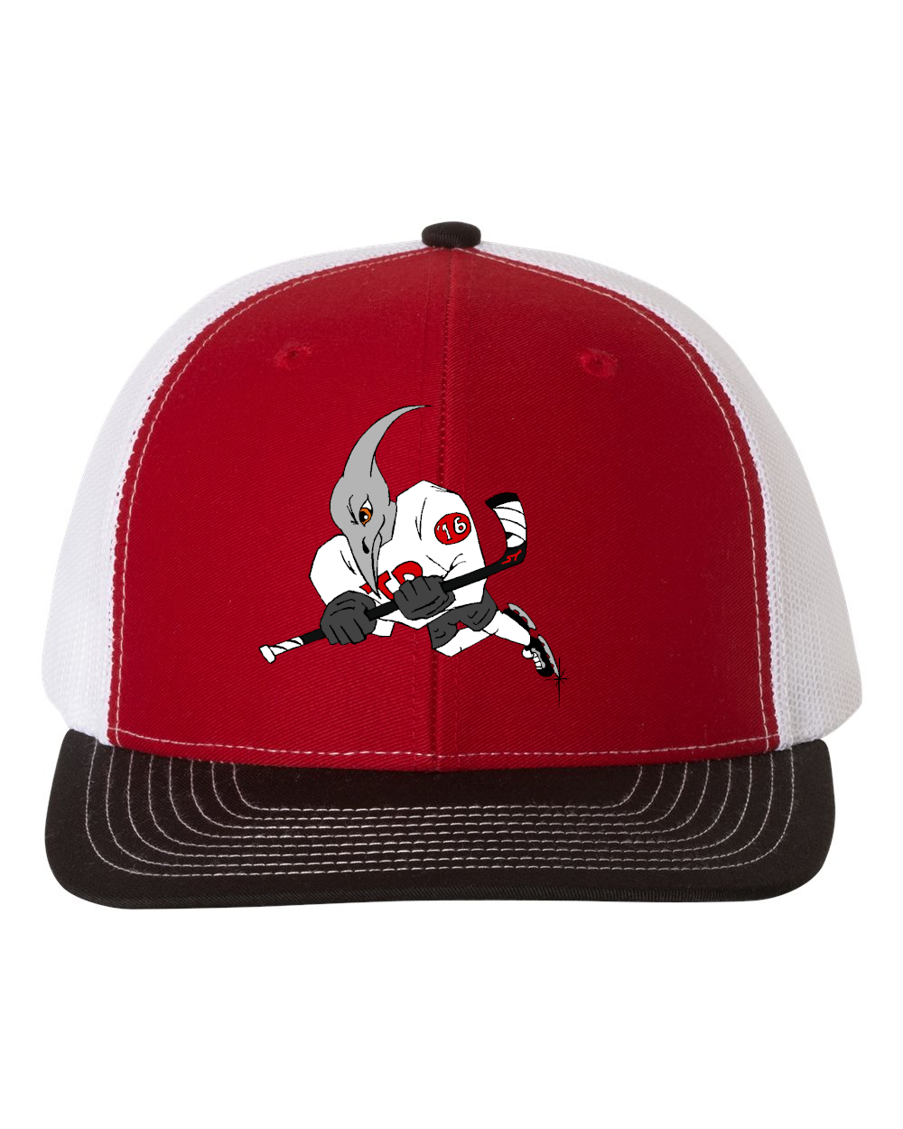 T-Dacs Snapback Trucker Hat Red Front White Logo