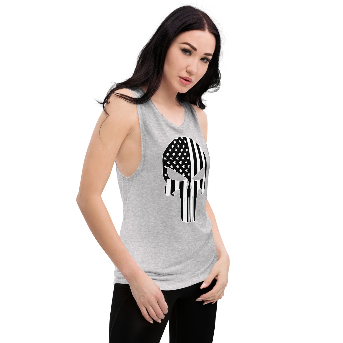 Ladies’ Muscle Tank Skull Flag