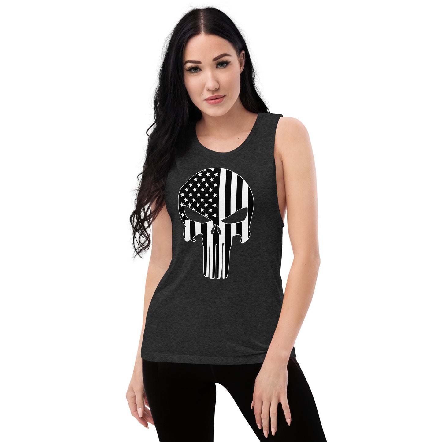 Ladies’ Muscle Tank Skull Flag