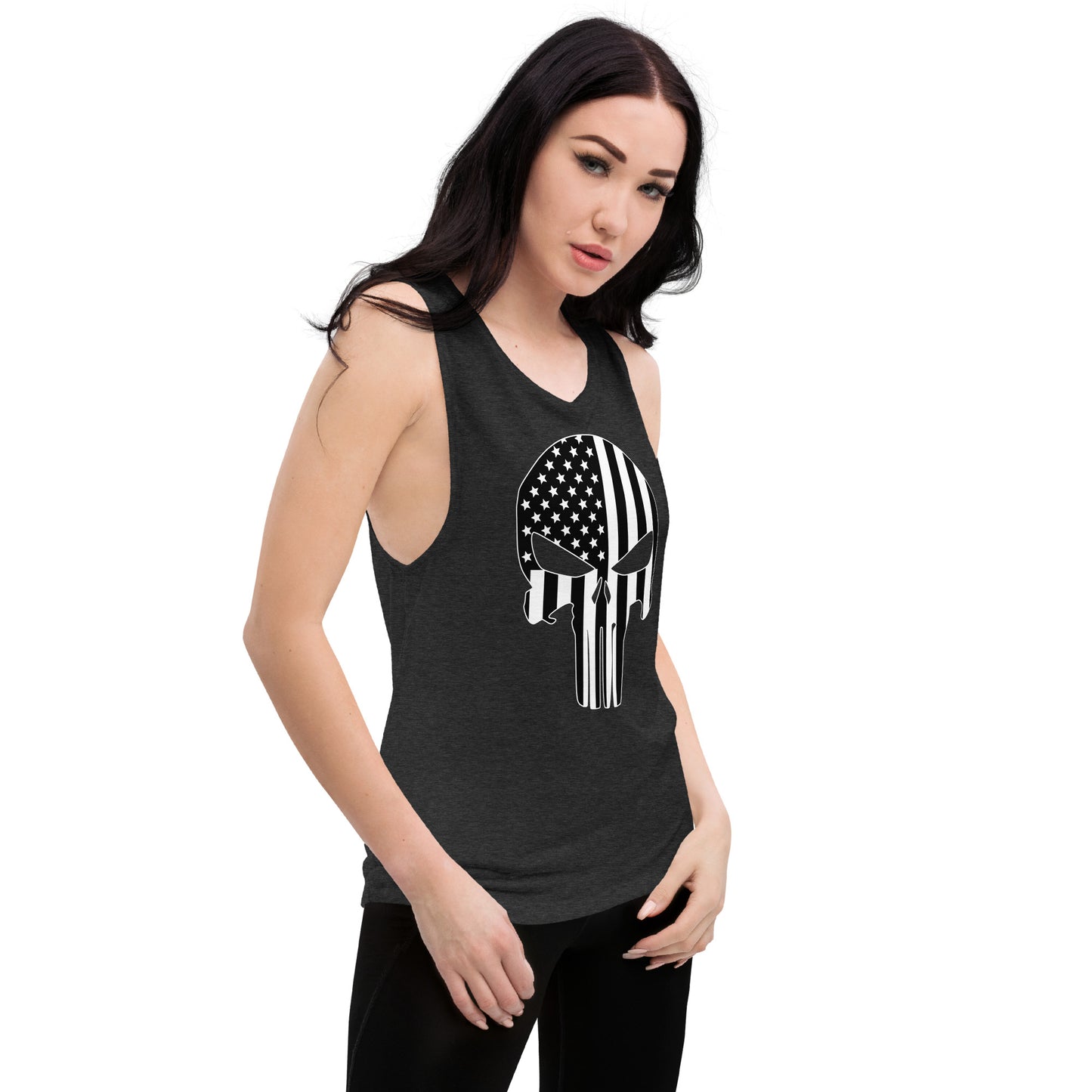 Ladies’ Muscle Tank Skull Flag