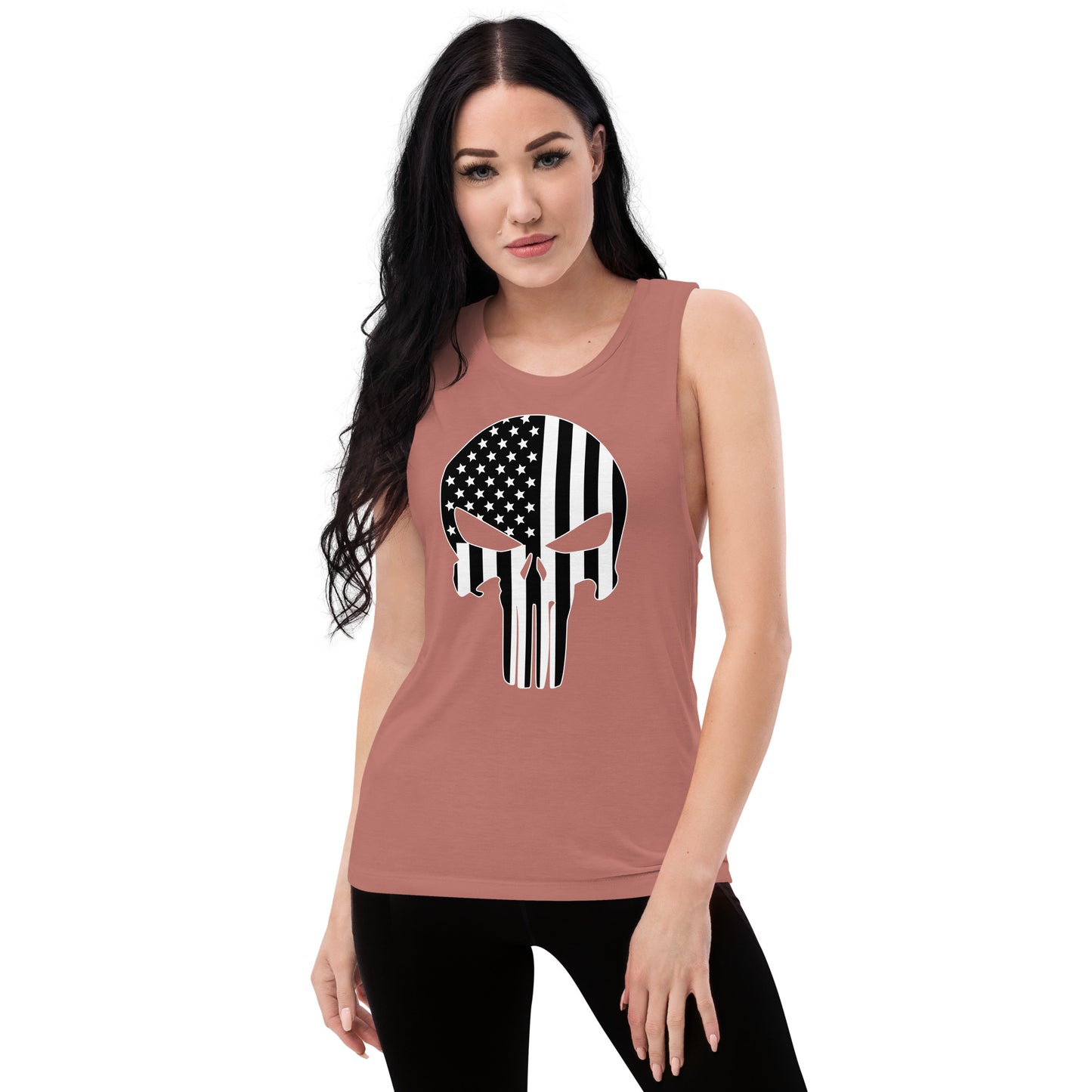 Ladies’ Muscle Tank Skull Flag