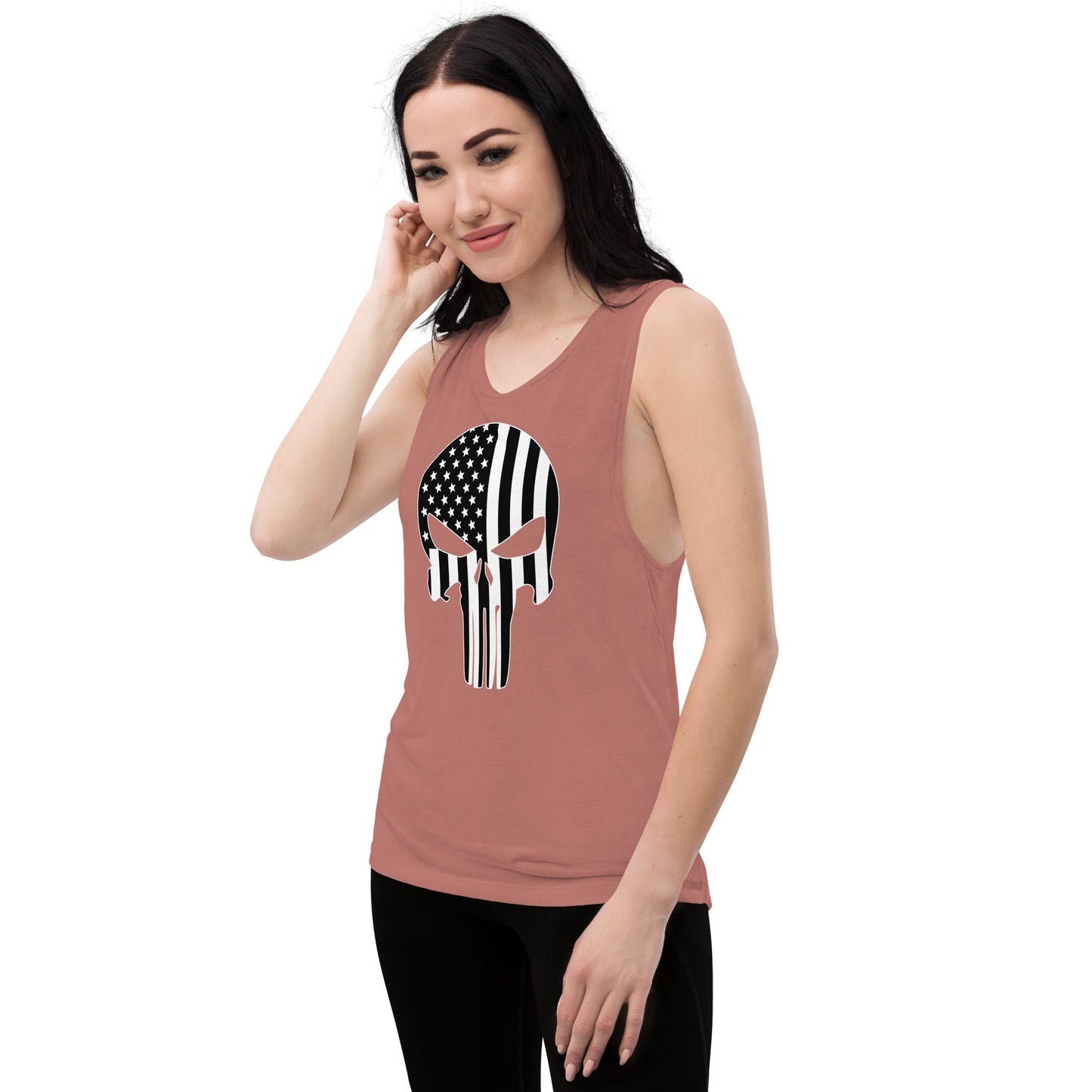 Ladies’ Muscle Tank Skull Flag