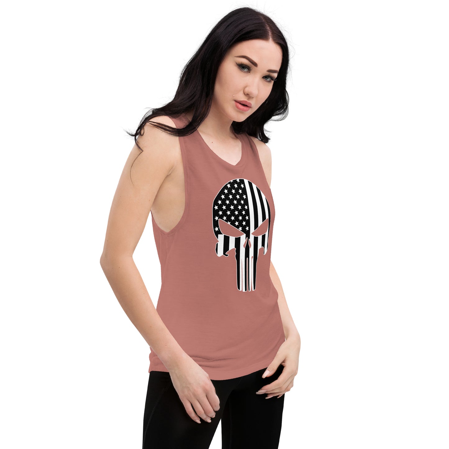 Ladies’ Muscle Tank Skull Flag