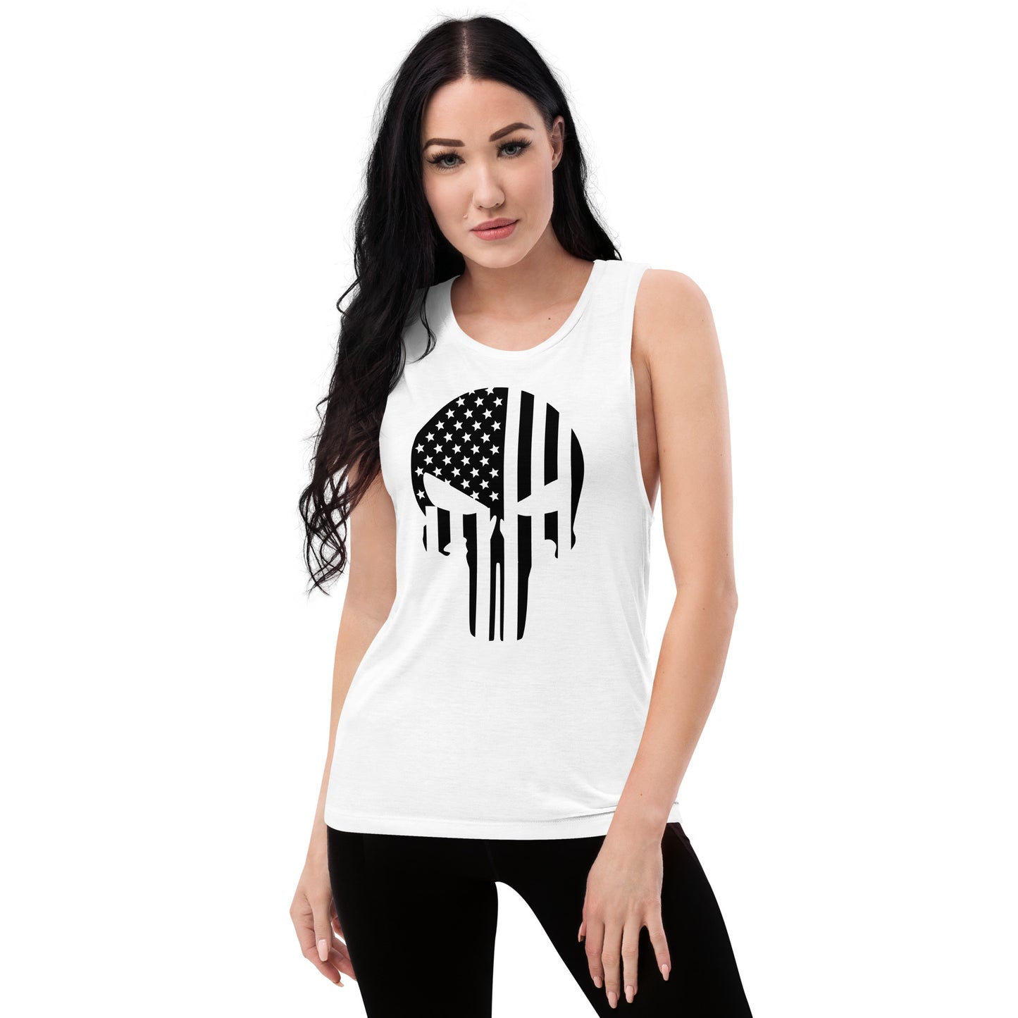 Ladies’ Muscle Tank Skull Flag