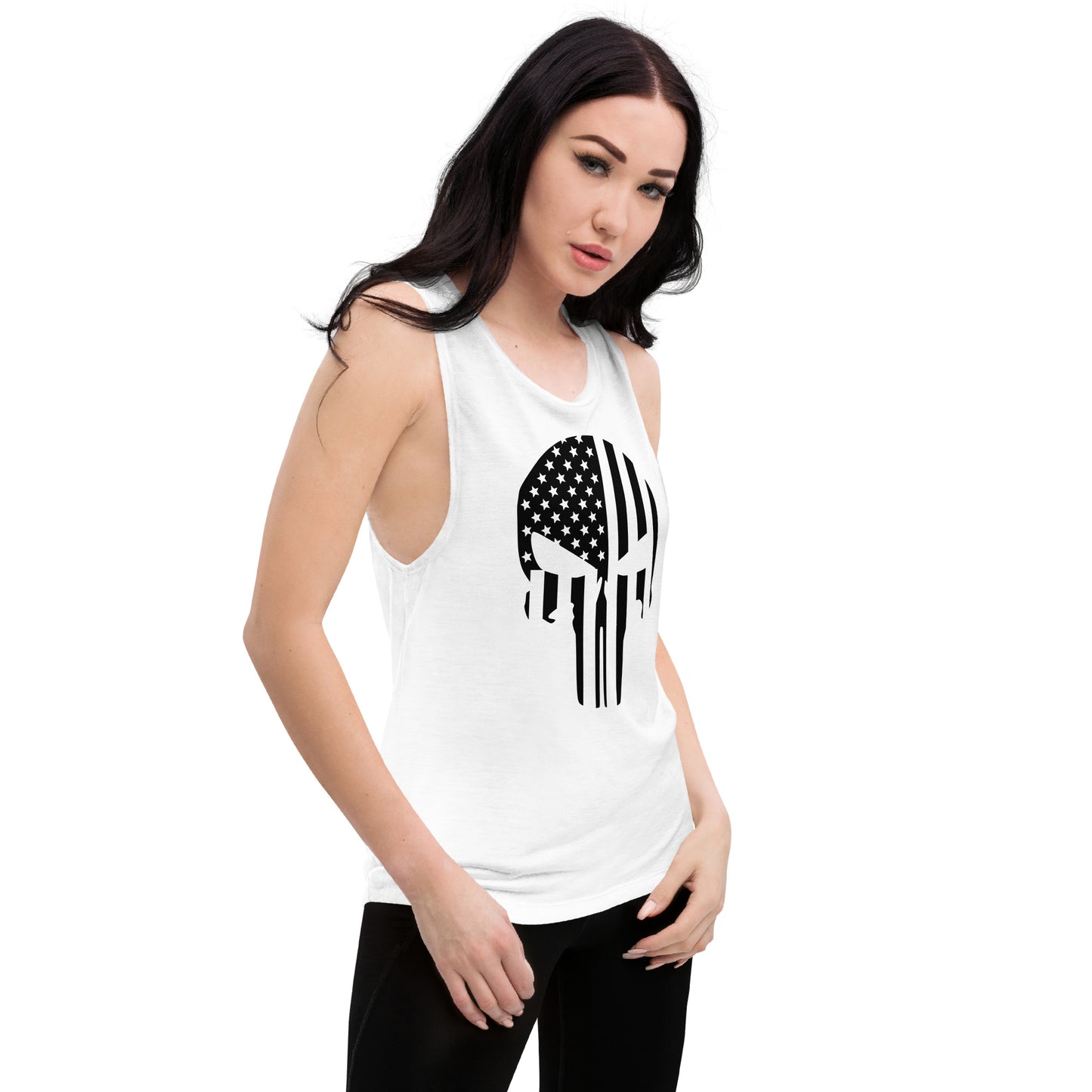 Ladies’ Muscle Tank Skull Flag